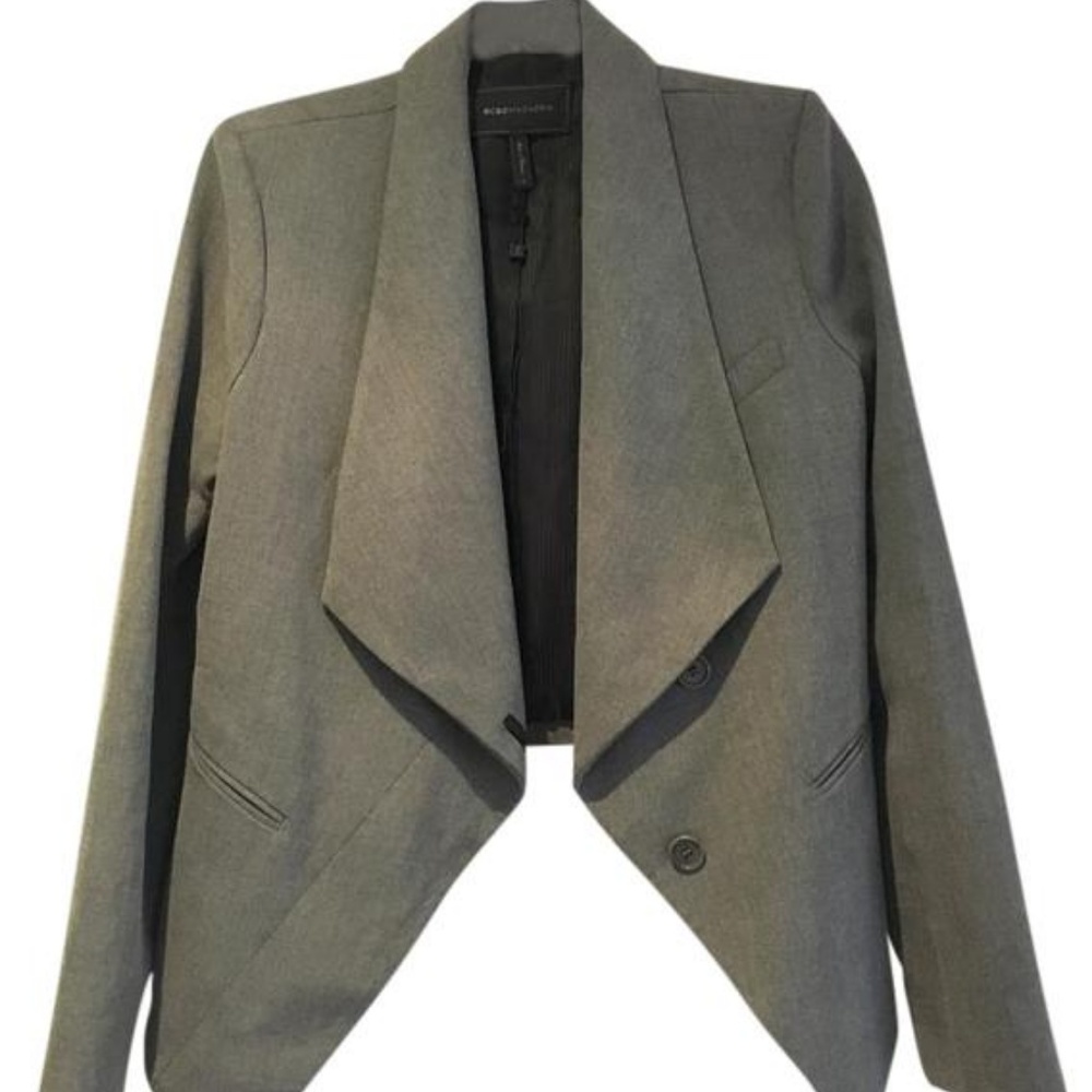 BCBGMAXAZRIA Grey Heather Asymmetrical Jacket - 8